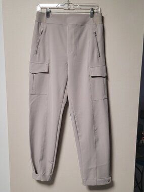 Athleta Cargo Joggers Womens 8 Taupe Utility Zip Pocket Tapered Athleisure